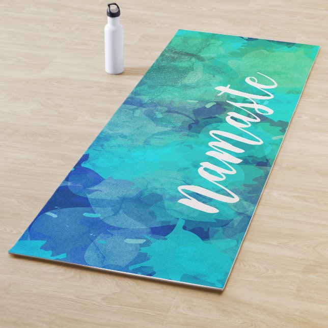 Tapis De Yoga Abstrait Purple Blue Alcohol Ink Art Personnalisé (En situation)