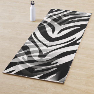 Tapis De Yoga Abstrait Zèbre noir et blanc