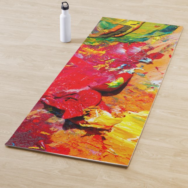 Tapis De Yoga Abstraite De Palette Artiste Gaie (En situation)