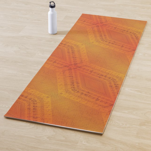 Tapis De Yoga Acceptation | Motif de Shibori rouge orange jaune (En situation)