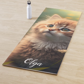 Tapis De Yoga Adorable Fluffy Ginger Kitten, personnalisable