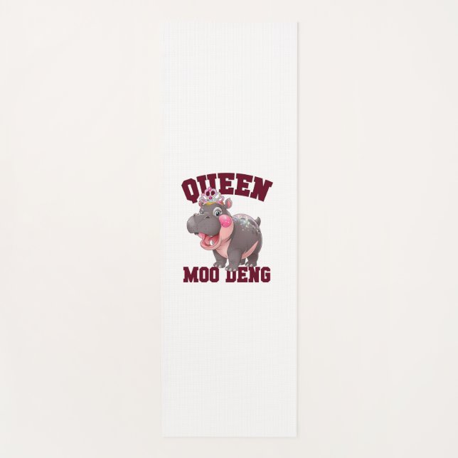 Tapis De Yoga Adorable REINE MOO DENG Maman Baby Hippo Princesse (Devant)