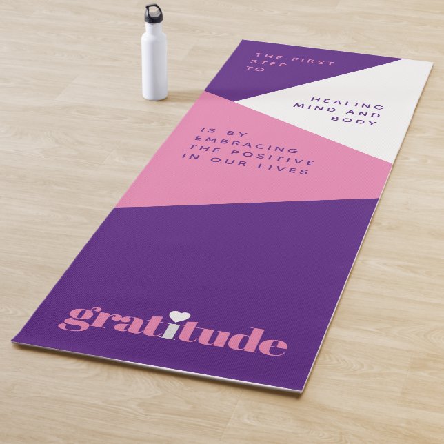 Tapis De Yoga Affirmations Gras Coeur Violet Rose Gratitude (En situation)