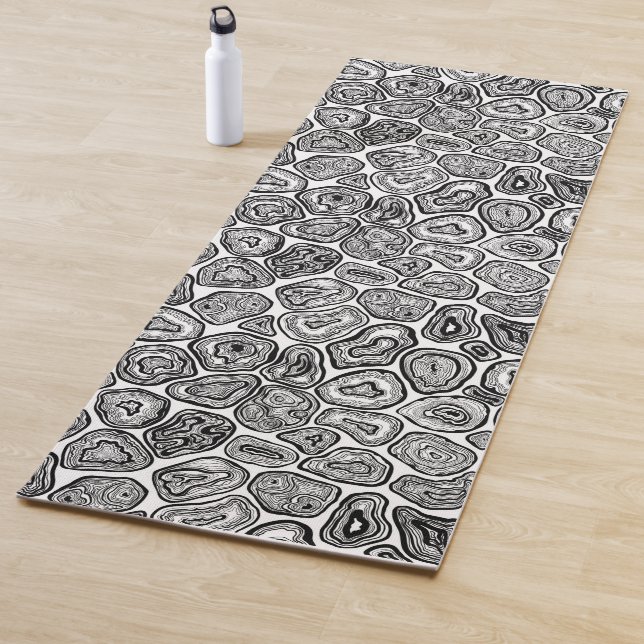 Tapis De Yoga Agate les tranches en noir et blanc (En situation)