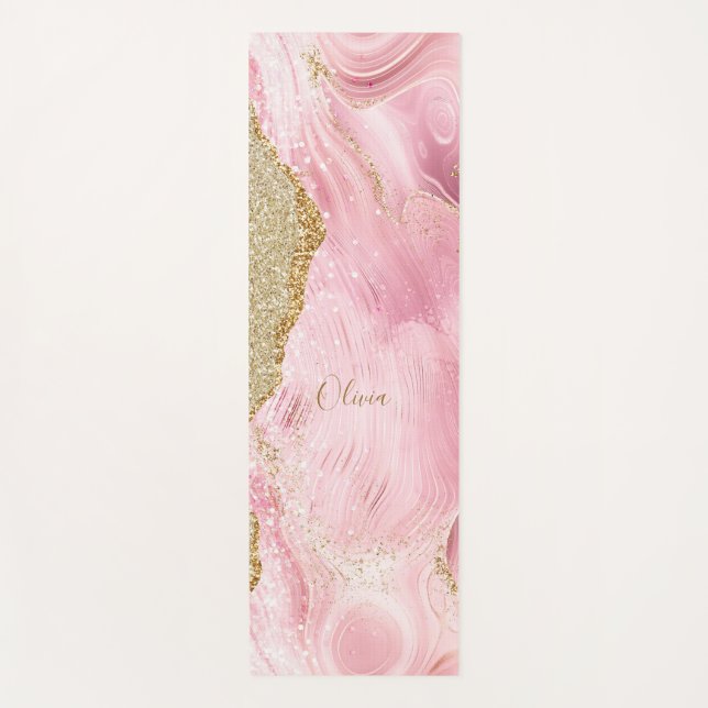 Tapis De Yoga Agate rose fille personnalisée avec Parties scinti (Devant)
