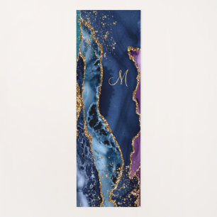 Tapis De Yoga Agression bleue/Turquoise/violette avec Monogramme