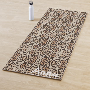 Tapis De Yoga Ajouter un nom. Style léopard Imprimer.