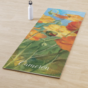 Tapis De Yoga Ajoutez votre champ floral d'été nommé de