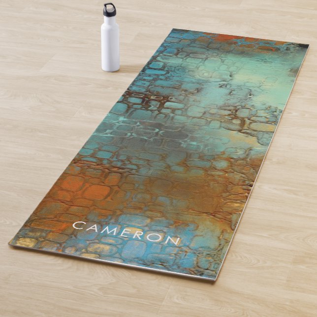 Tapis De Yoga Ajoutez votre nom | Bleu deja (En situation)