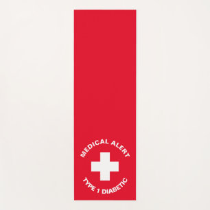 Tapis De Yoga Alerte Médicale personnalisée rouge diabétique