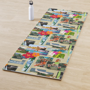 Tapis De Yoga Aloha carte postale vintage hawaïenne de paradis
