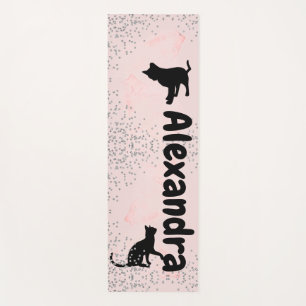 Tapis De Yoga Amoureux de les chats Chats noirs Diamants Laver r