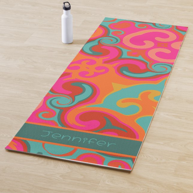 Tapis De Yoga Amusant Colorful Vibrant Abstrait Fils Inspirivity (En situation)