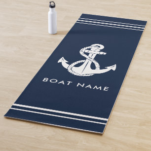 Tapis De Yoga Ancre de bateau nautique et nom personnalisé