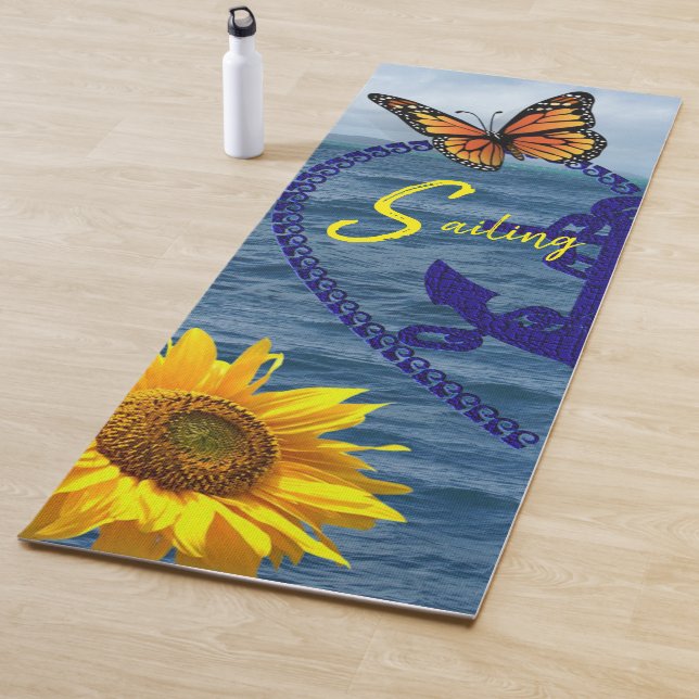 Tapis De Yoga Ancre de papillon de tournesol voile Yoga Mat (En situation)