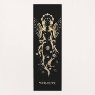 Tapis De Yoga Ange Lotus Divin, Méditation Élégante en Or