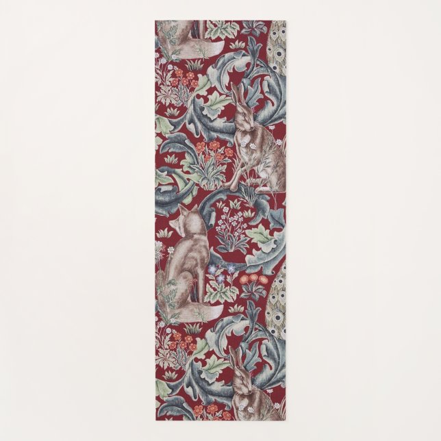 Tapis De Yoga Animaux forestiers, William Morris (Devant)