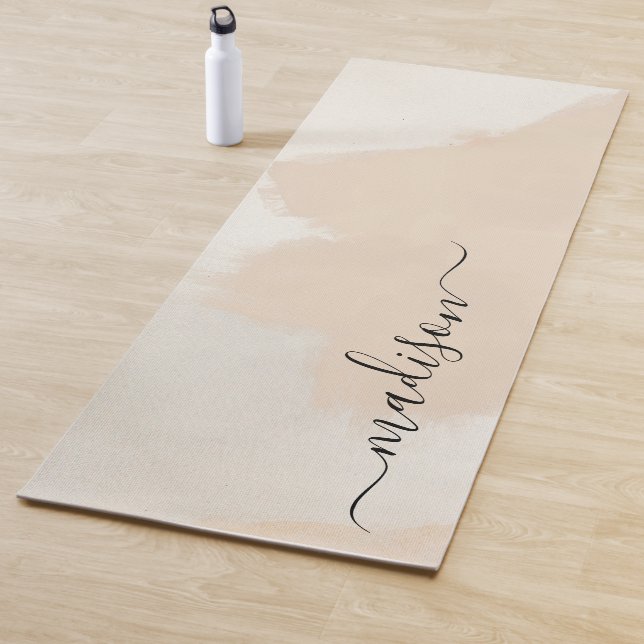 Tapis De Yoga Aquarelle Boho Abstraite simple Nom personnalisé (En situation)