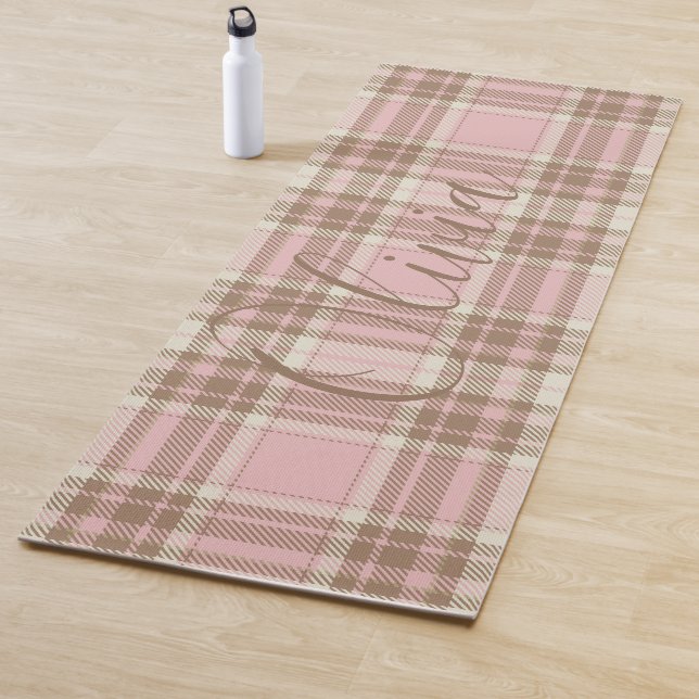 Tapis De Yoga Aquarelle Brown plissée rose (En situation)