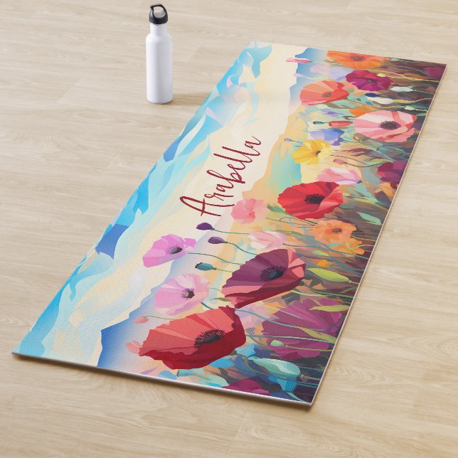 Tapis De Yoga Aquarelle Florale Méditation de la nature (En situation)