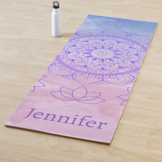 Tapis De Yoga Aquarelle flottante de Lotus Mandala Pastel