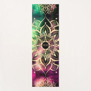 Tapis De Yoga Aquarelle Mandala Or Nebula Initiales