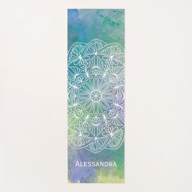 Tapis De Yoga Aquarelle moderne Mandala Yoga Mat personnalisé (Devant)