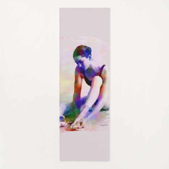 Tapis De Yoga Aquarelle rose Ballerina Art contemporain (Devant)