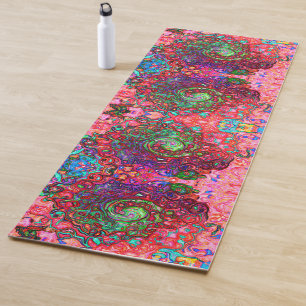 Tapis De Yoga Aquarelle Rouge Super Abstrait Retro Liquid Swirl