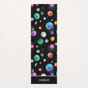 Tapis De Yoga Aquarelle Solaire Système Espace Extérieur Enfants