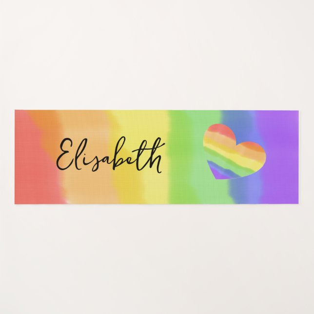 Tapis De Yoga Aquarelles de soudure PRIDE Arc-en-ciel drapeau et (Devant (Horizontal))