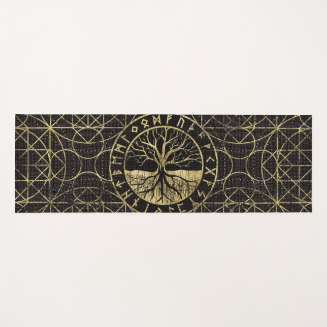 Tapis De Yoga Arbre de la vie - Yggdrasil et runes (Devant (Horizontal))