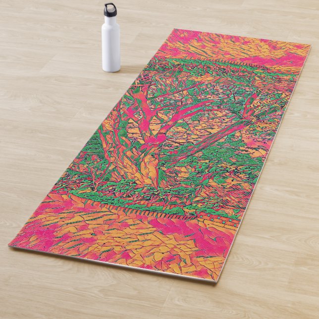 Tapis De Yoga Arbre de vie moderne Art Abstrait apaisant apaisan (En situation)