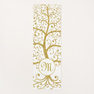 Tapis De Yoga Arbre de vie Monogramme Or moderne