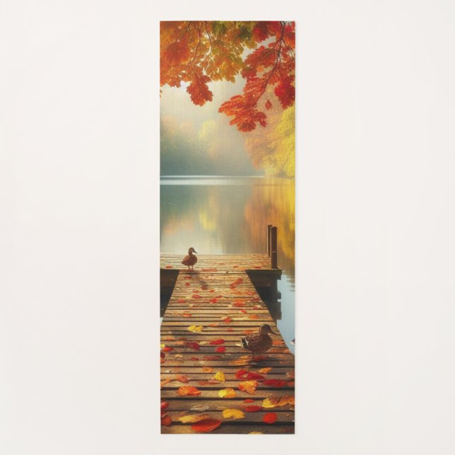 Tapis De Yoga Arbres d'automne & lac avec canards (Devant)