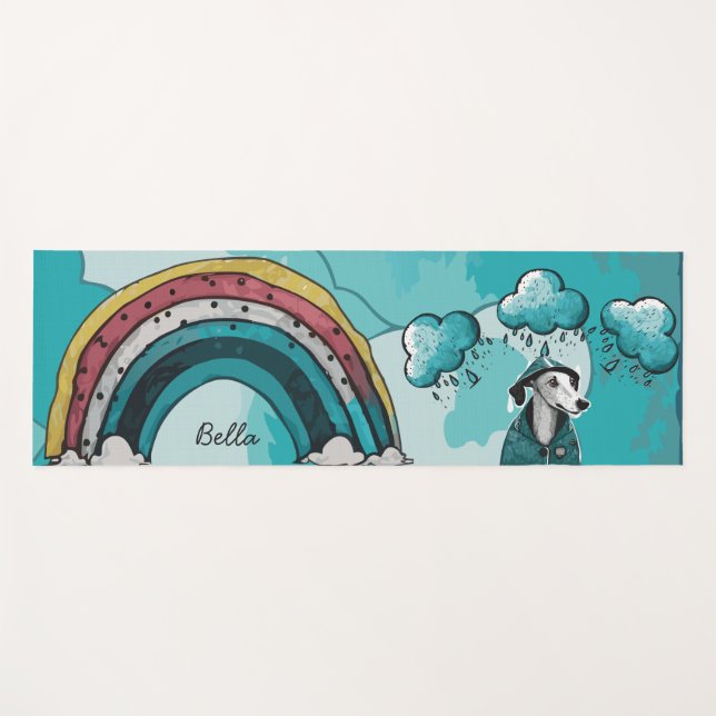 Tapis De Yoga Arc-en-ciel et chien (Devant (Horizontal))