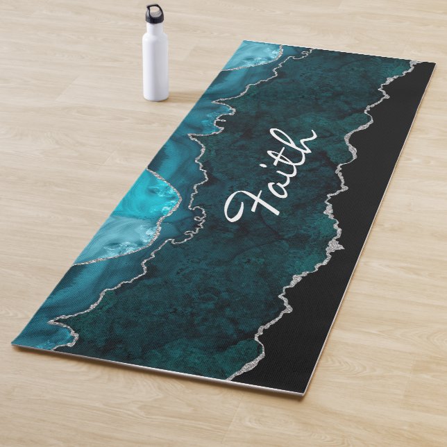 Tapis De Yoga Argent personnalisé et vieillissement Turquoise Yo (En situation)