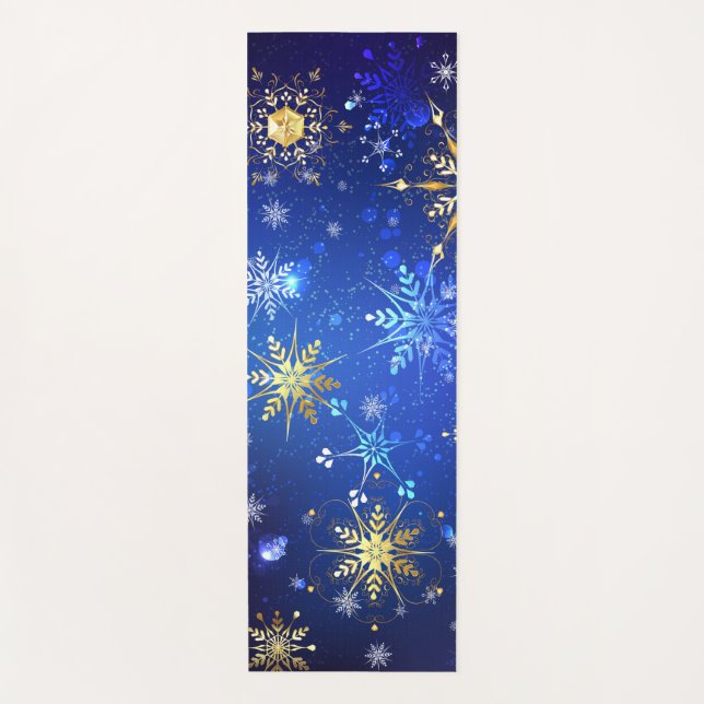Tapis De Yoga Arrière - plan Bleu XMAS avec des flocons de neige (Devant)