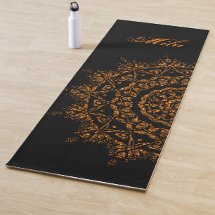 Tapis De Yoga Arrière - plan de mandala en or noir