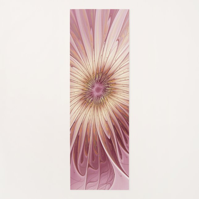 Tapis De Yoga Art Abstrait Fractal Fleur & Tons de Bourgogne (Devant)