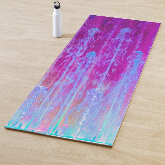 Tapis De Yoga Art Abstrait numérique violet et bleu (En situation)