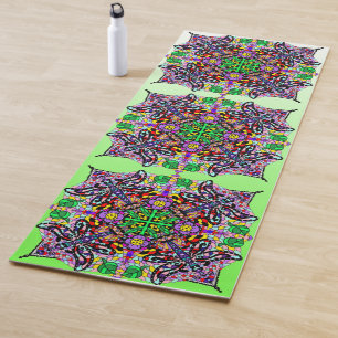 Tapis De Yoga Art dessiné à la main libellule Mandala Purple Lim