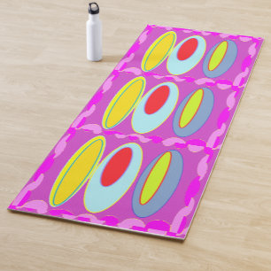 Tapis De Yoga Art motif ovale dans des couleurs mélangées modern