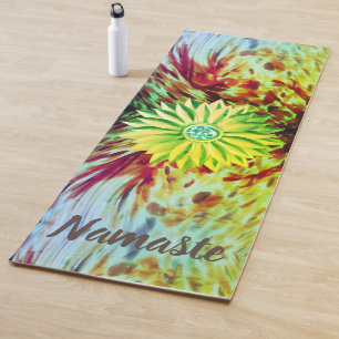 Tapis De Yoga Artsy Paint Strokes Gem Flower