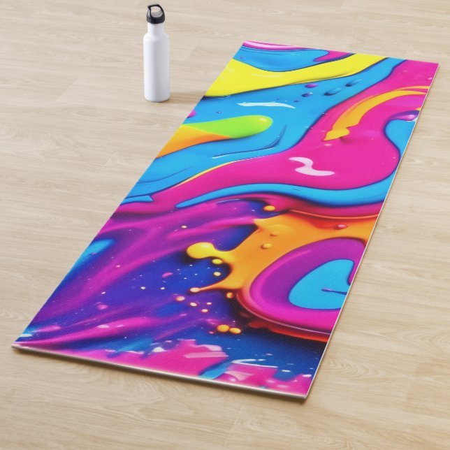 Tapis De Yoga Artwork de Neon Glow Liquid Splated (En situation)