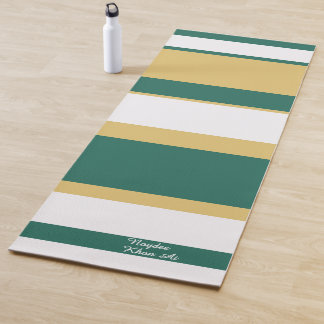 Tapis De Yoga Asymmetric Stripes Lines Green Gold White