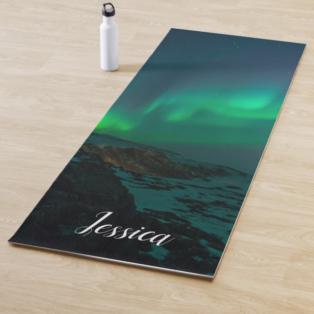 Tapis De Yoga Aurora Borealis Lumières du Nord Montagnes arctiqu (En situation)