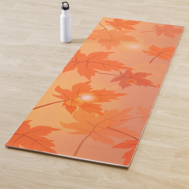 Tapis De Yoga Autumn design with maple leaves and bokeh effect   (En situation)