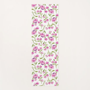 Tapis de yoga aux florales aquarelle rose