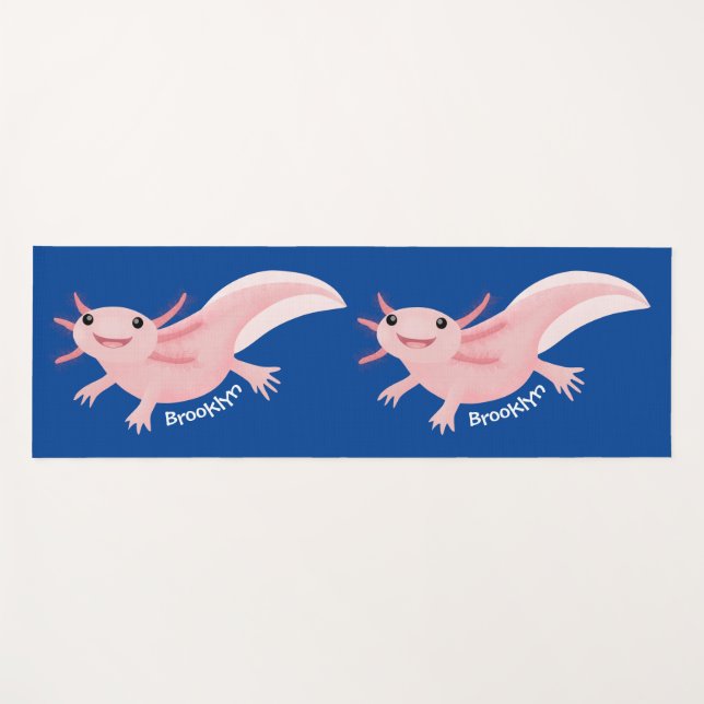 Tapis De Yoga axolotl rose pâle (Devant (Horizontal))